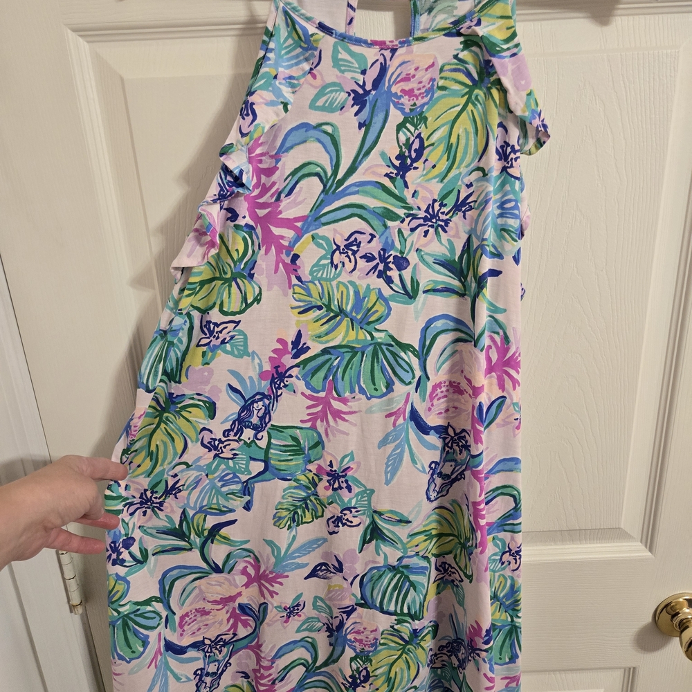 Lilly Pulitzer Billie Ruffle Dress Mermaid In The Shade Pink, Purple Size XL - Picture 5 of 8
